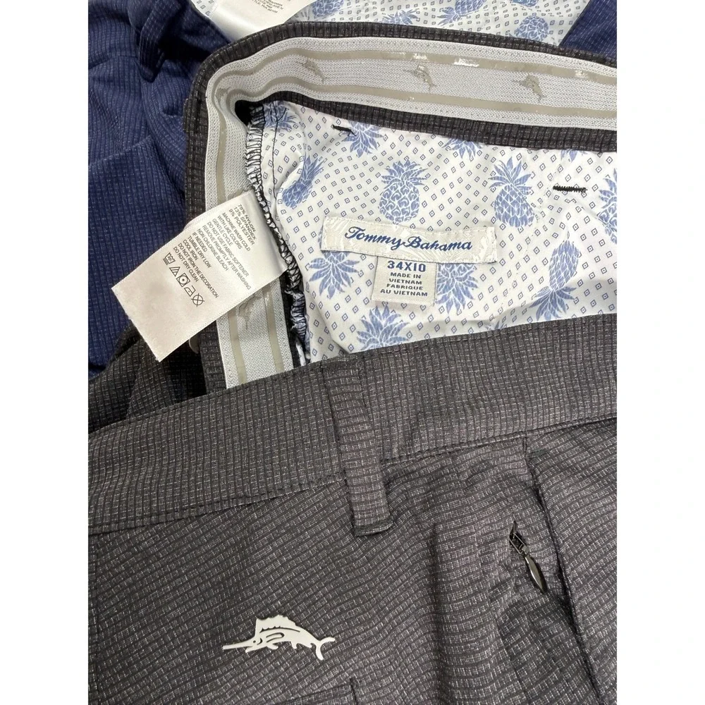 Tommy Bahama Mens Bundle 34x10 Chip Shot Short Navy Grey Golf Shorts Stretch